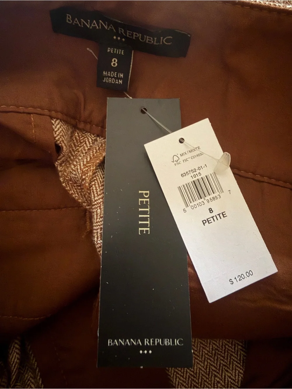 Banana Republic High Rise Linen Cotton Seafarer Pants Gurkha Waist Tan Size 8P